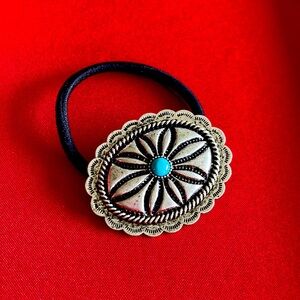 Women’s hair band. Western design. Turquoise colors center stone.